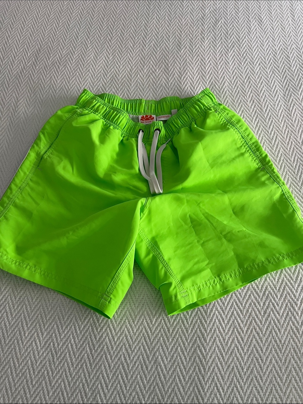 SUNDEK kids Bright Green Swim/Beach Shorts with Drawstring